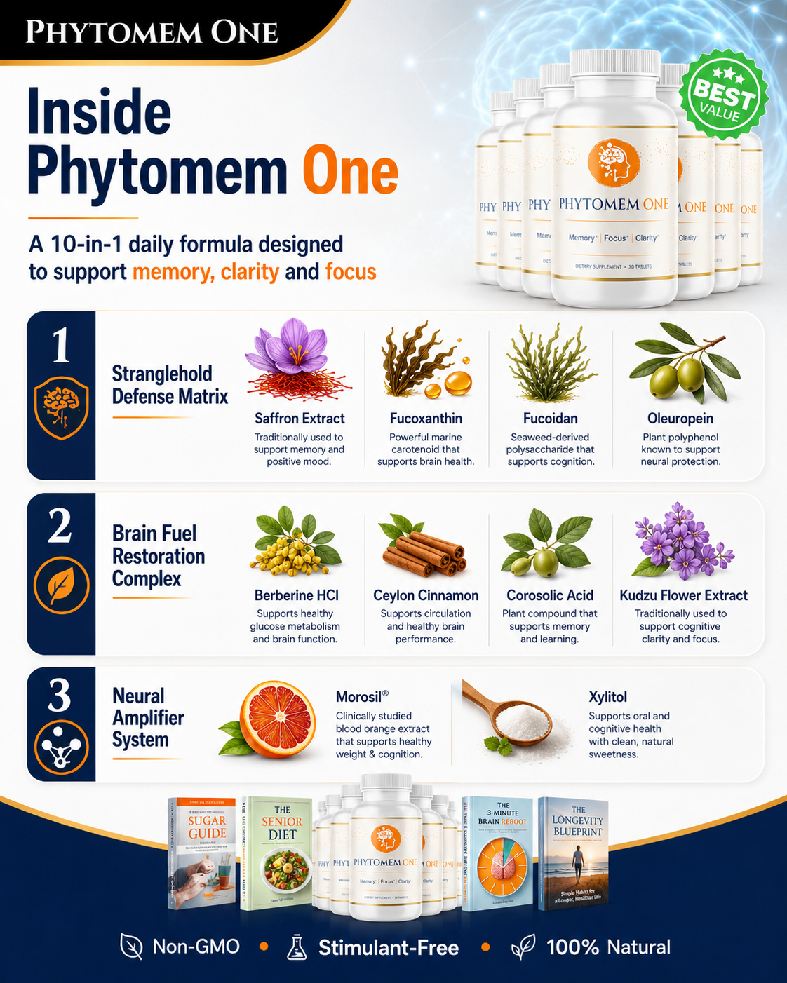 Phytomem One 10-in-1 formula ingredient infographic